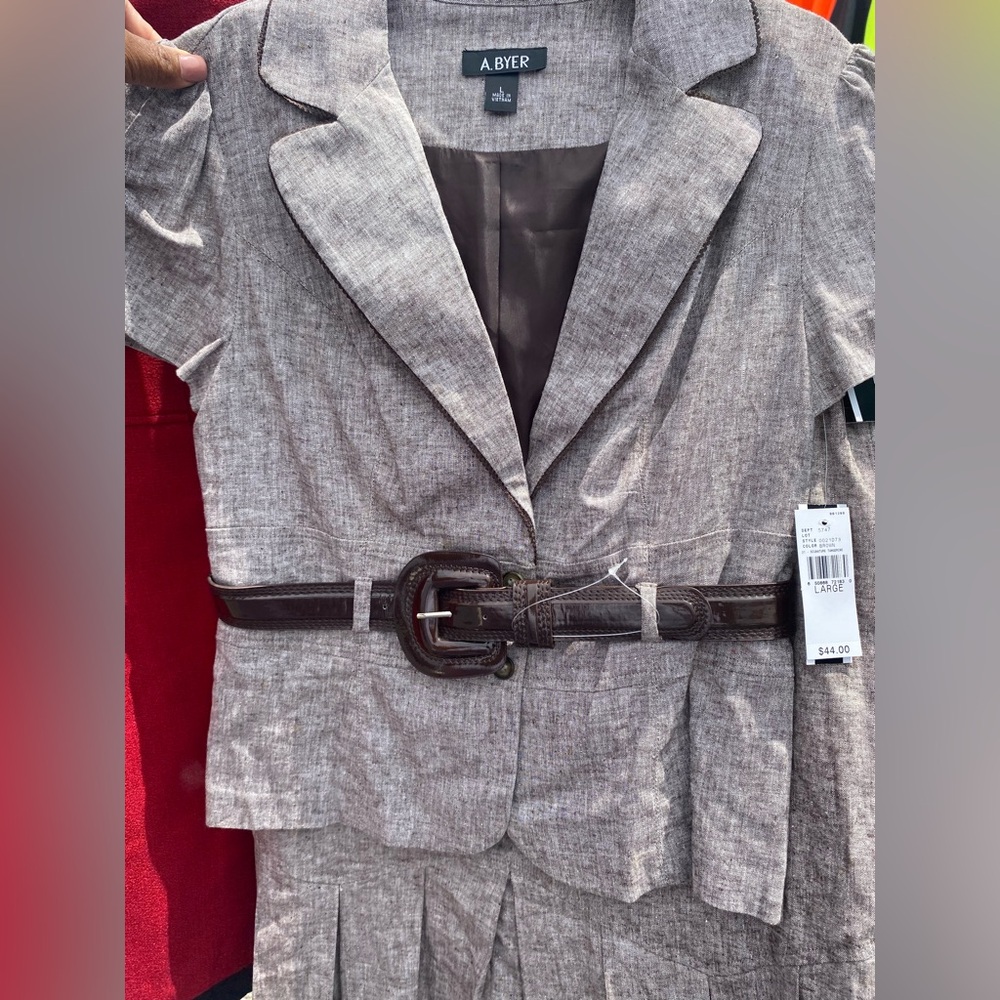 Gray Belted Blazer